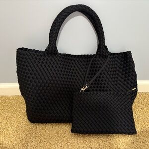Black Woven Tote Bag Set